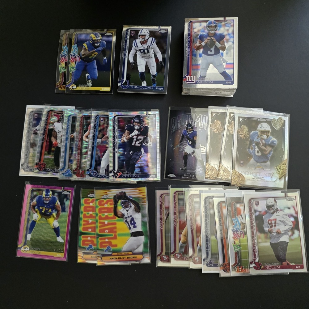 2025 Topps Chrome Football 56 Card Mixed Lot, Rc, Insert, Pararells